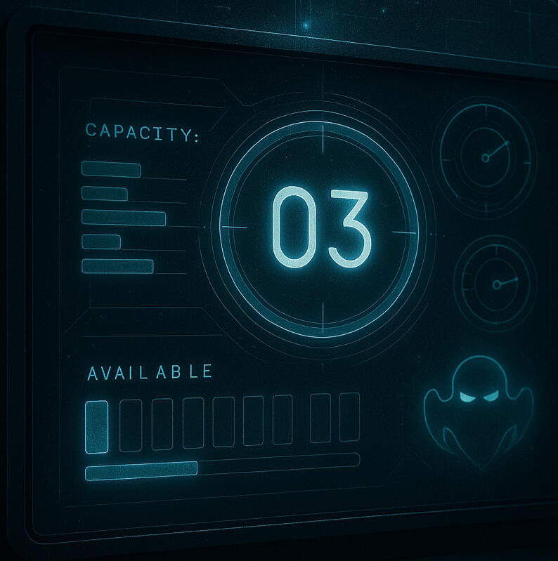 Ghost hologram above digital tablet showing streamlined marketing workflow